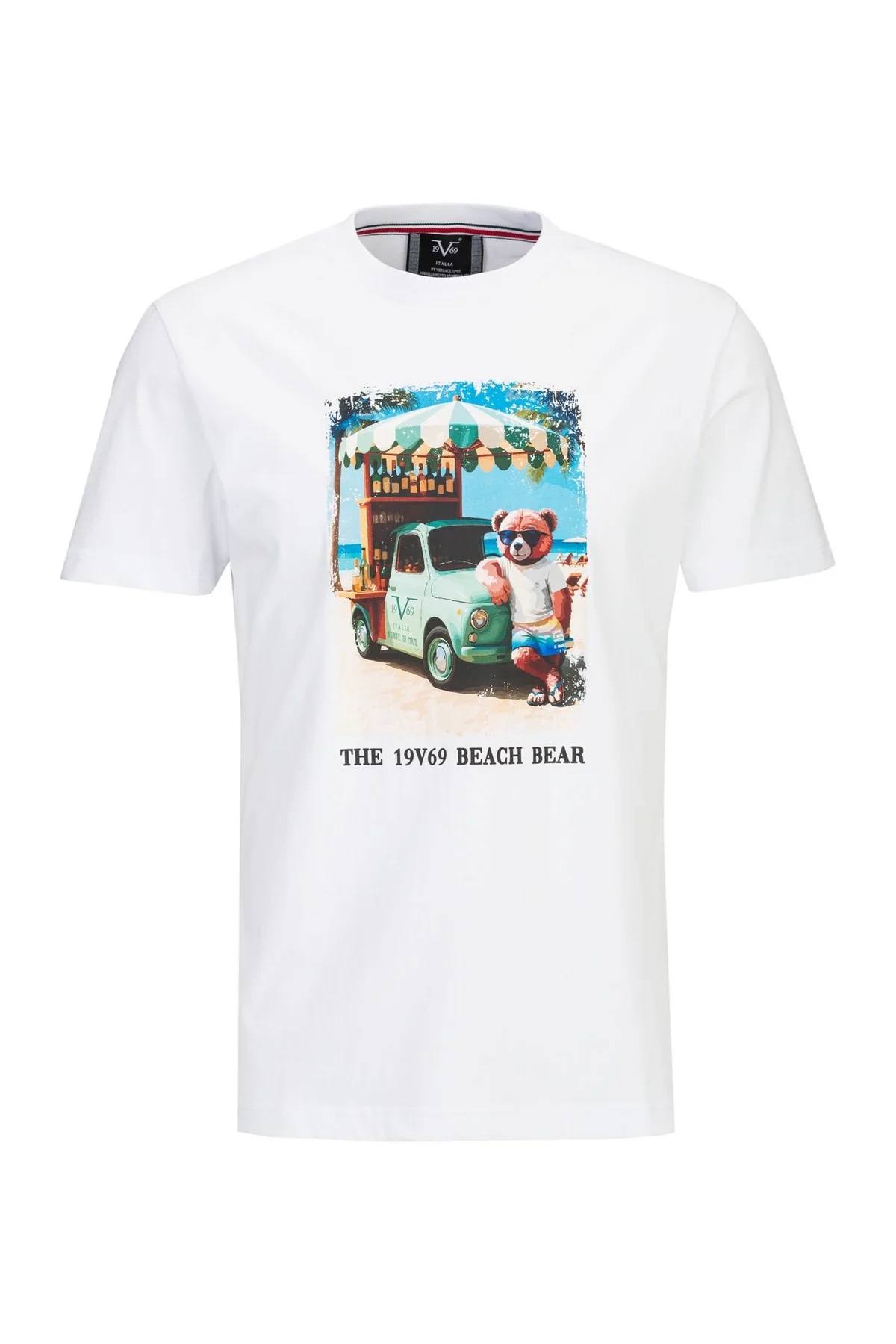 19V69 ITALIA Herren T-Shirt „Rafael Beach“ – klassisches Jersey-Shirt mit sommerlichem Print
