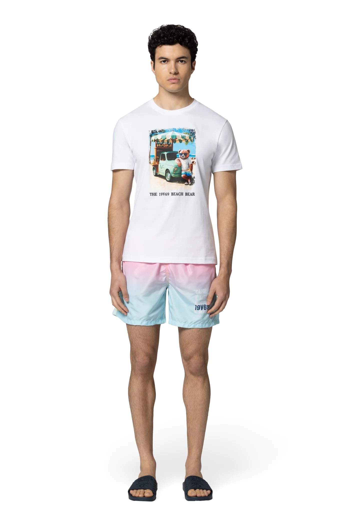 19V69 ITALIA Herren T-Shirt „Rafael Beach“ – klassisches Jersey-Shirt mit sommerlichem Print
