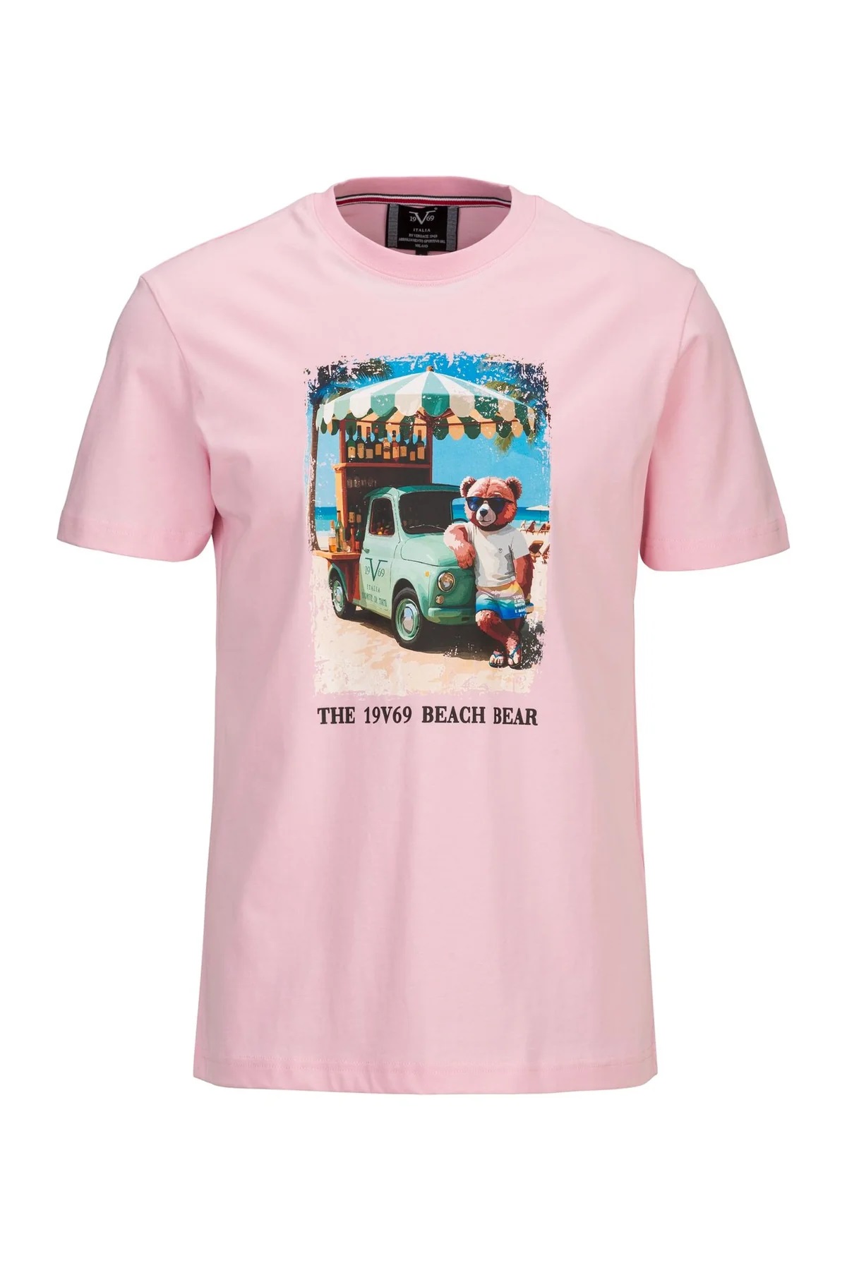19V69 ITALIA Herren T-Shirt „Rafael Beach“ – klassisches Jersey-Shirt mit sommerlichem Print
