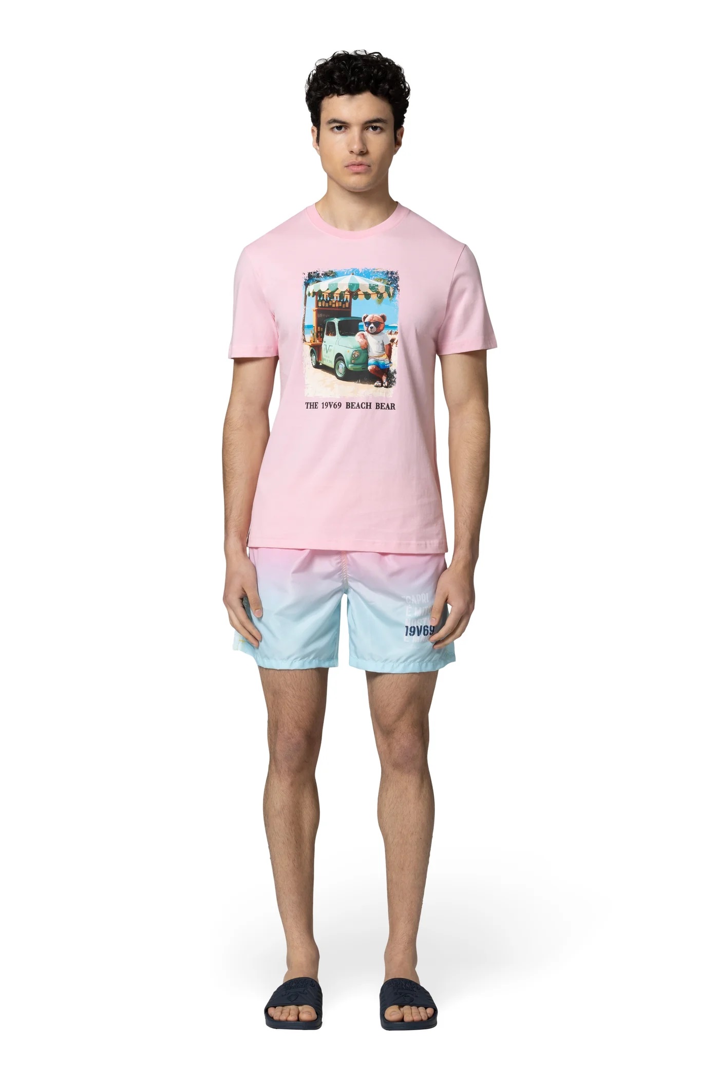 19V69 ITALIA Herren T-Shirt „Rafael Beach“ – klassisches Jersey-Shirt mit sommerlichem Print