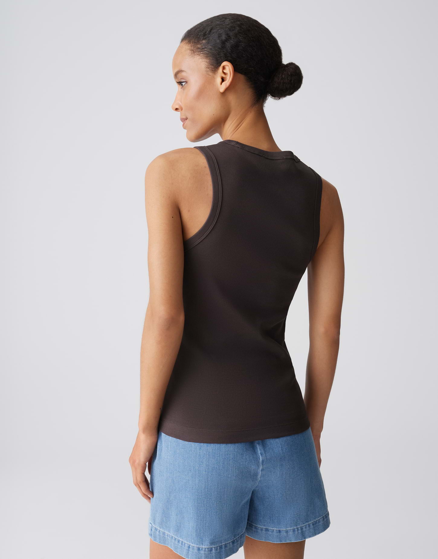 OPUS ILESSO Slim Geripptes Tanktop aus BCI Cotton Mix
