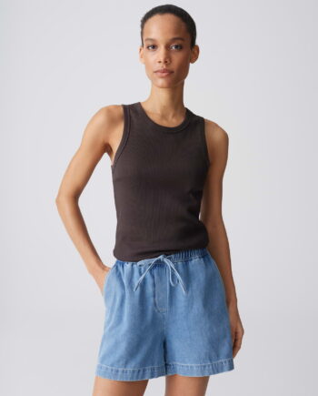OPUS ILESSO Slim Geripptes Tanktop aus BCI Cotton Mix
