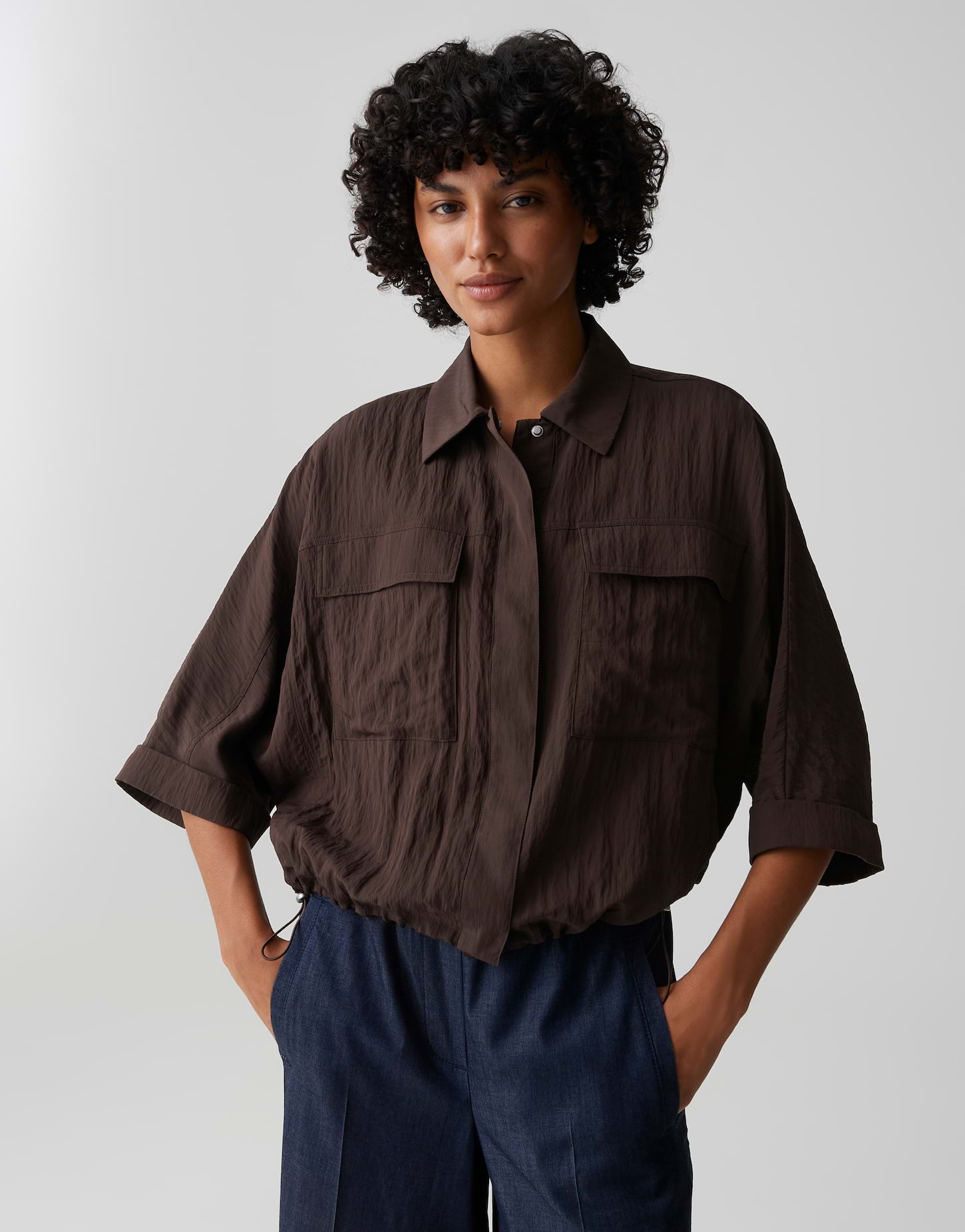 OPUS Crashbluse mit Utility Details Regular Fit