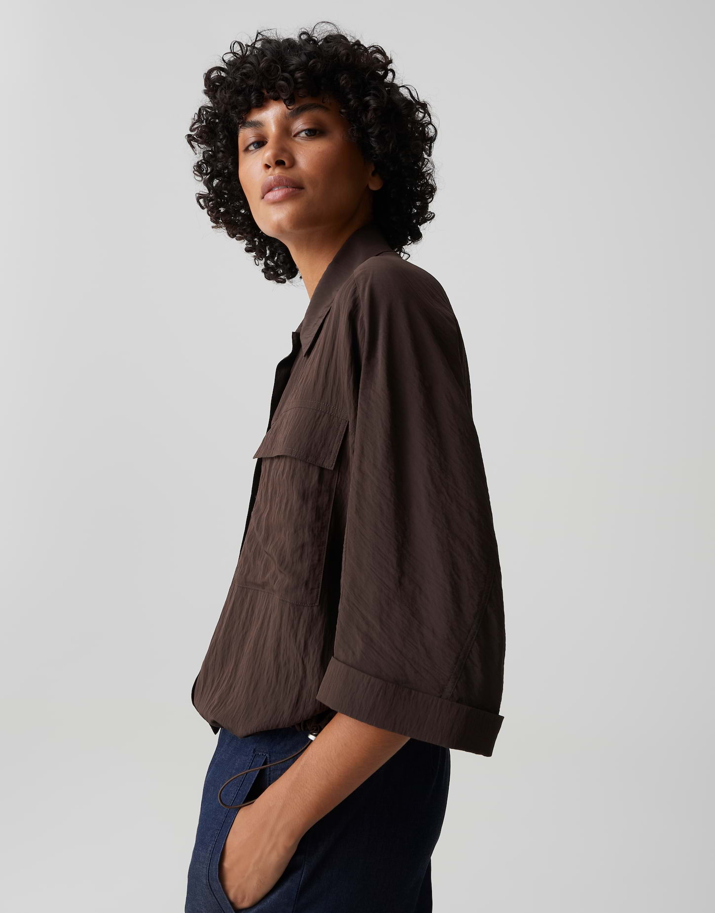 OPUS Crashbluse mit Utility Details Regular Fit