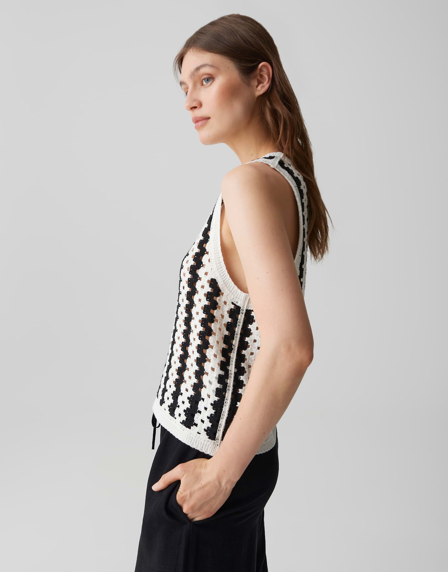 OPUS Trägertop in Crochet Optik Slim Fit