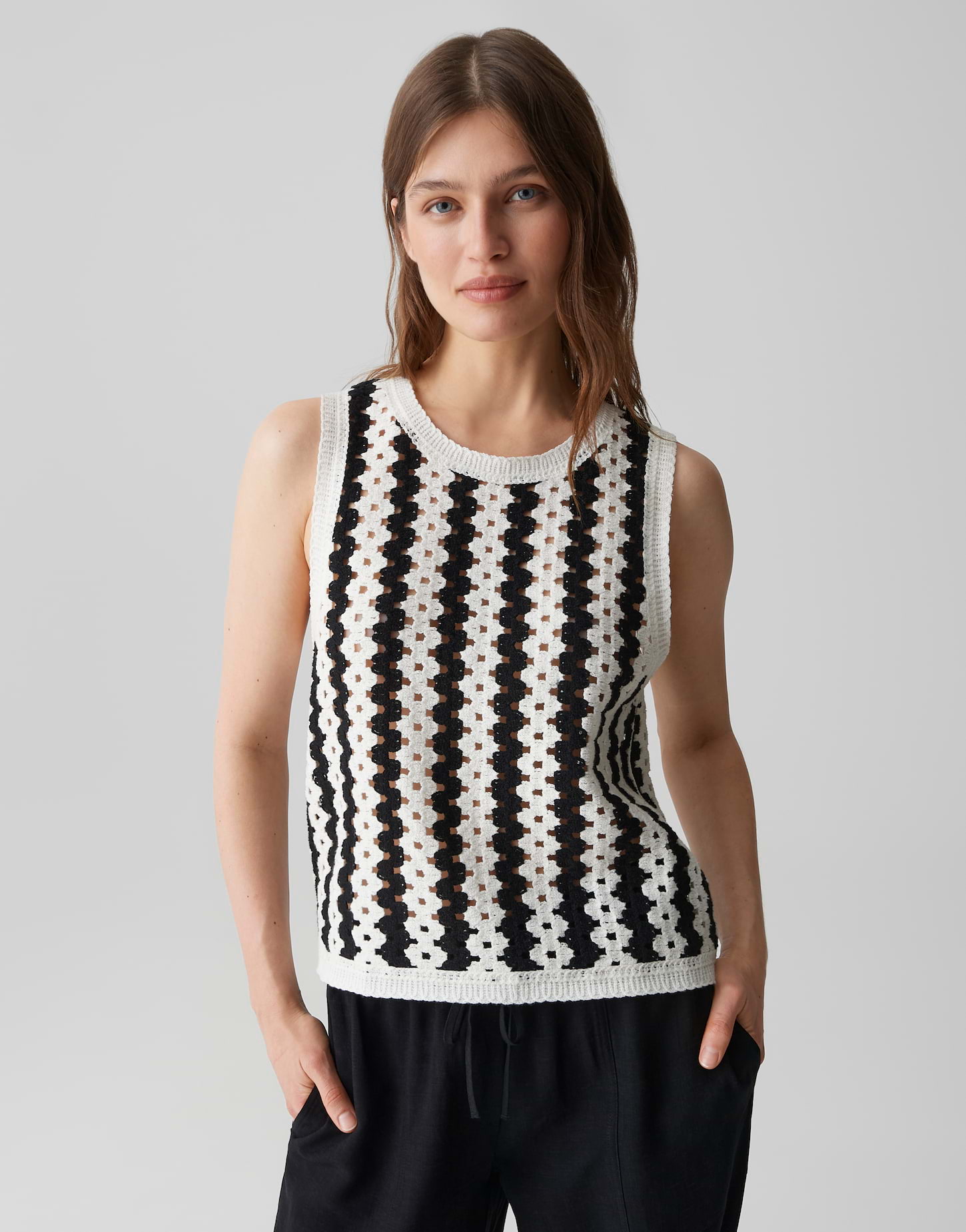 OPUS Trägertop in Crochet Optik Slim Fit